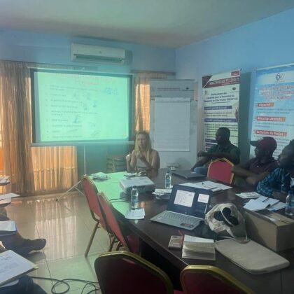 Session de formation en salle avec projection